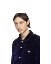 dunkelblaue Shirtjacke aus Samt von Paul Smith