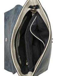 dunkelblaue Satchel-Tasche aus Leder von EMILY & NOAH
