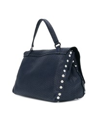 dunkelblaue Satchel-Tasche aus Leder von Zanellato