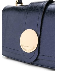 dunkelblaue Satchel-Tasche aus Leder von L'Autre Chose
