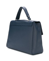 dunkelblaue Satchel-Tasche aus Leder von Orciani
