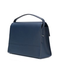 dunkelblaue Satchel-Tasche aus Leder von Pb 0110