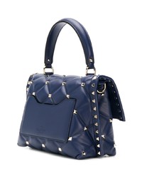 dunkelblaue Satchel-Tasche aus Leder von Valentino