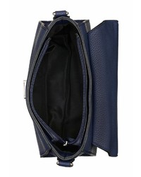 dunkelblaue Satchel-Tasche aus Leder von J. JAYZ