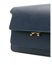 dunkelblaue Satchel-Tasche aus Leder von Marni