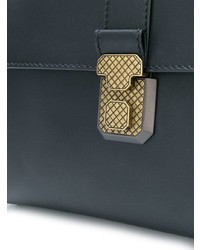 dunkelblaue Satchel-Tasche aus Leder von Bottega Veneta