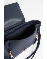 dunkelblaue Satchel-Tasche aus Leder von ORSAY