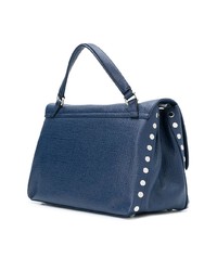dunkelblaue Satchel-Tasche aus Leder von Zanellato