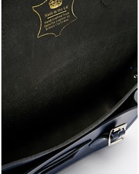 dunkelblaue Satchel-Tasche aus Leder