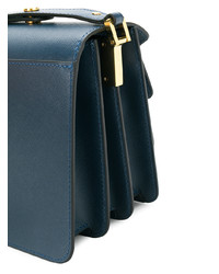 dunkelblaue Satchel-Tasche aus Leder von Marni