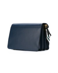 dunkelblaue Satchel-Tasche aus Leder von Marni