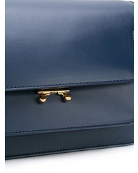 dunkelblaue Satchel-Tasche aus Leder von Marni