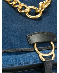 dunkelblaue Satchel-Tasche aus Segeltuch von Miu Miu