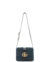 dunkelblaue Satchel-Tasche aus Wildleder von Gucci