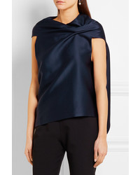 dunkelblaue Satin Bluse von Roland Mouret