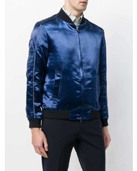 dunkelblaue Satin Bomberjacke von Etro