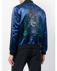 dunkelblaue Satin Bomberjacke von Etro