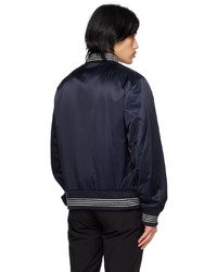 dunkelblaue Satin Bomberjacke von rag & bone