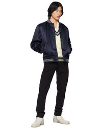 dunkelblaue Satin Bomberjacke von rag & bone