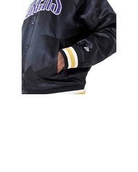 dunkelblaue Satin Bomberjacke von New Era