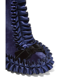 dunkelblaue Satin Stiefeletten von Marco De Vincenzo