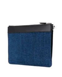 dunkelblaue Segeltuch Clutch Handtasche von Salvatore Ferragamo