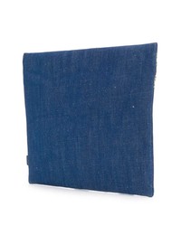 dunkelblaue Segeltuch Clutch Handtasche von Lardini