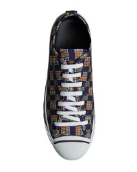 dunkelblaue Segeltuch niedrige Sneakers mit Karomuster von Burberry