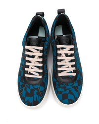 dunkelblaue Segeltuch niedrige Sneakers mit Karomuster von Camper
