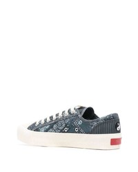 dunkelblaue Segeltuch niedrige Sneakers mit Paisley-Muster von Superga