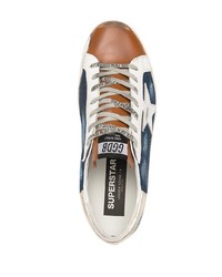 dunkelblaue Segeltuch niedrige Sneakers mit Sternenmuster von Golden Goose