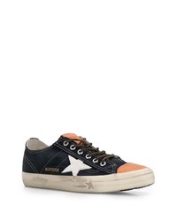 dunkelblaue Segeltuch niedrige Sneakers mit Sternenmuster von Golden Goose