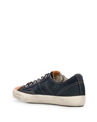 dunkelblaue Segeltuch niedrige Sneakers mit Sternenmuster von Golden Goose