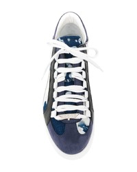 dunkelblaue Segeltuch niedrige Sneakers von DSQUARED2