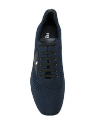 dunkelblaue Segeltuch niedrige Sneakers von Fendi