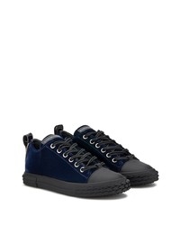 dunkelblaue Segeltuch niedrige Sneakers von Giuseppe Zanotti