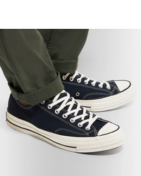 dunkelblaue Segeltuch niedrige Sneakers von Converse