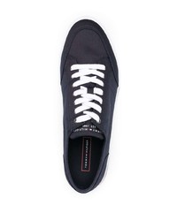 dunkelblaue Segeltuch niedrige Sneakers von Tommy Hilfiger