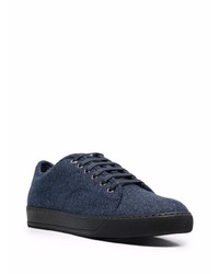 dunkelblaue Segeltuch niedrige Sneakers von Lanvin