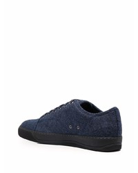 dunkelblaue Segeltuch niedrige Sneakers von Lanvin