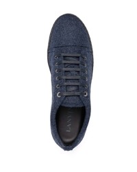 dunkelblaue Segeltuch niedrige Sneakers von Lanvin