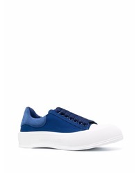 dunkelblaue Segeltuch niedrige Sneakers von Alexander McQueen