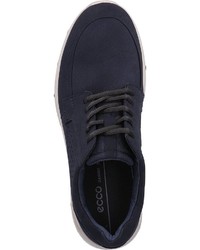 dunkelblaue Segeltuch niedrige Sneakers von Ecco