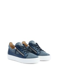 dunkelblaue Segeltuch niedrige Sneakers von Giuseppe Zanotti