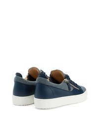 dunkelblaue Segeltuch niedrige Sneakers von Giuseppe Zanotti