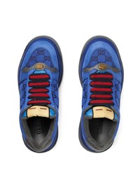 dunkelblaue Segeltuch niedrige Sneakers von Gucci