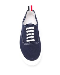 dunkelblaue Segeltuch niedrige Sneakers von Thom Browne
