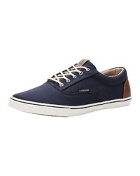 dunkelblaue Segeltuch niedrige Sneakers von Jack & Jones