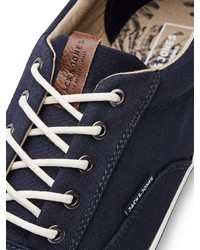 dunkelblaue Segeltuch niedrige Sneakers von Jack & Jones