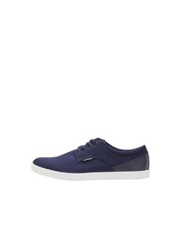 dunkelblaue Segeltuch niedrige Sneakers von Jack & Jones